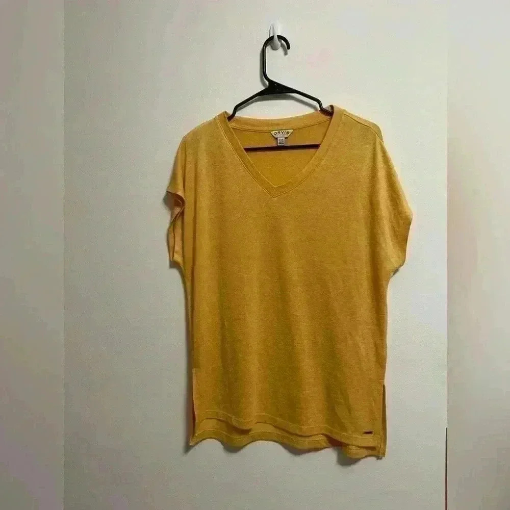 Orvis - Women’s Yellow‎ Short Sleeve Tunic Knit Top - Size S